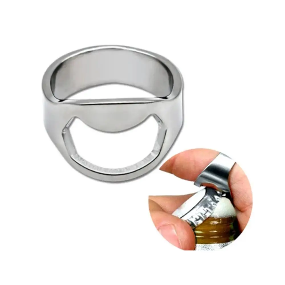 1/2/3PCS Bottle Opener Ring Creativity Corkscrew Stainless Steel Finger Ring Beer Can Openers Gadgets Cool Bar Kitchen