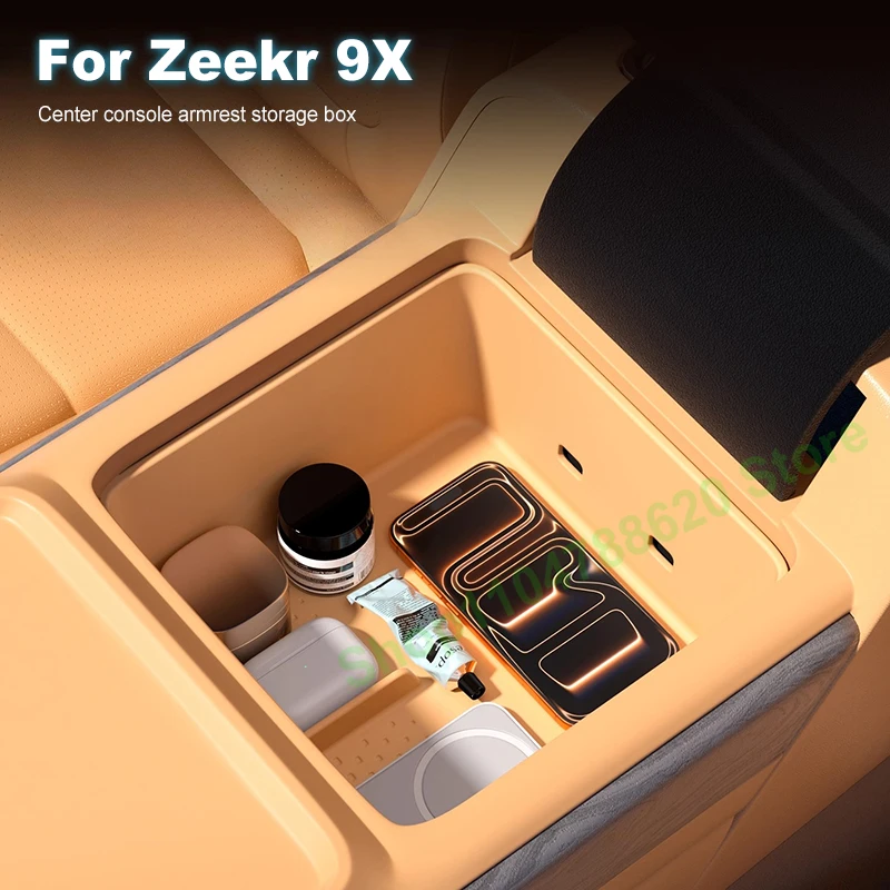 

For Zeekr 9X Car Central Control Armrest Box Storage Car Interior Silicone Stowing Tidying Accessories Water Cup Holder