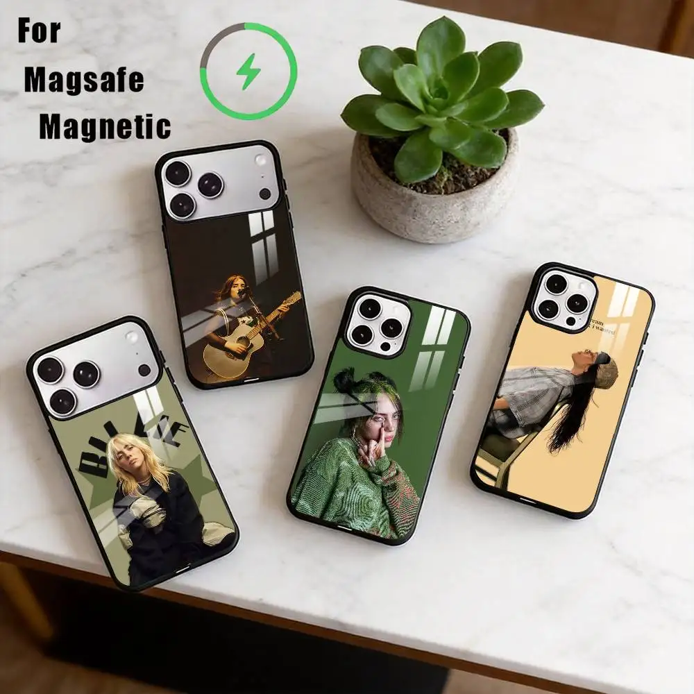 

B-Billie Eilish Phone Case For iPhone17,16,15,14,13,12,11 Plus,Pro Magnetic with Magsafe Wireless Charging