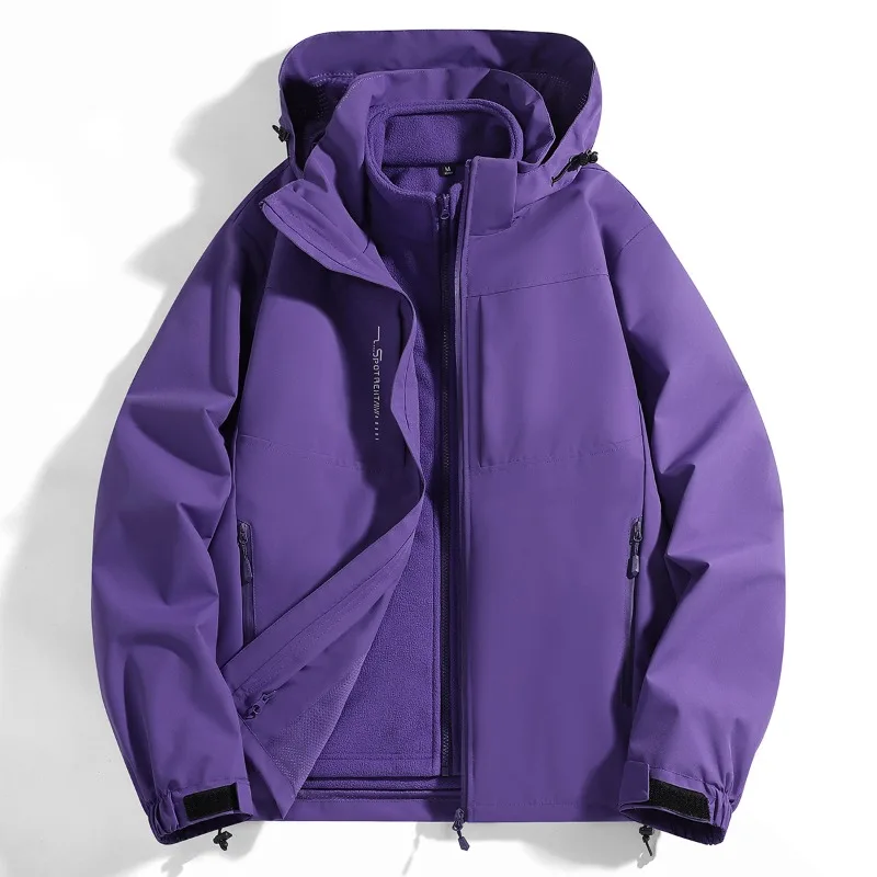 

Outdoor 3 in 1 Hiking Jackets for Men Waterproof Windproof Hooded Jacket Winter Thicken Camping Coats Fashion Casual Multicolor