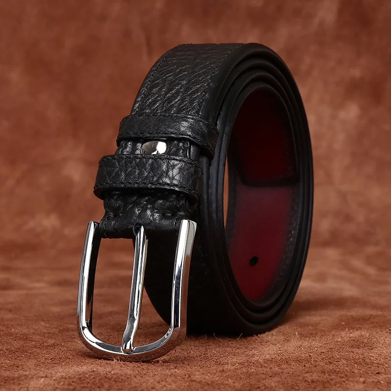 Double-sided available cowskin textured belt for men leather top layer fashionable and versatile formal