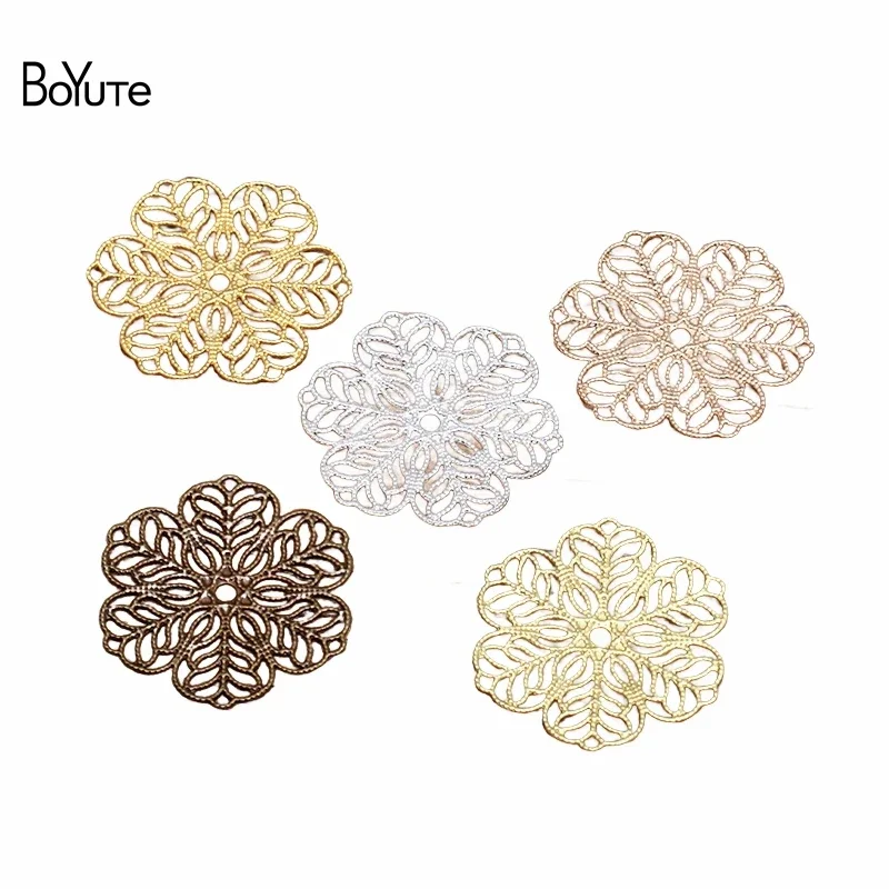 

BoYuTe (100 Pieces/Lot) 26MM Metal Brass Filigree Flower Materials Diy Jewelry Findings Components