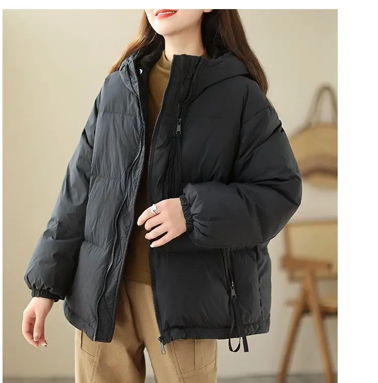Down Cotton Jackets Women's Short Coat 2023 New Korean Loose Oversized Thick Jacket Fashion Hooded Popular Cotton Jacket Winter