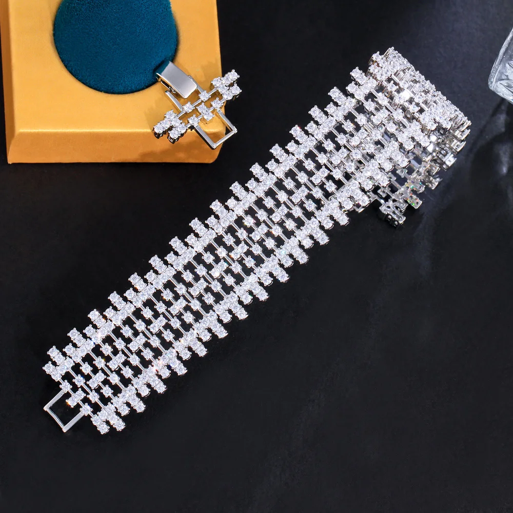 CWWZircons Hochwertiges Echtes 5A Top Afrikanisches Dubai CZ Stein Damen Großes Armband für Bräute Hochzeitsfeier Großhandel S0229 – Detail 5