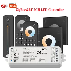 (ZigBee+Tuya) WZ1 2CH*5A LED Dimmer Controller DC 12-24V 36V for Single Color Color Temperature LED Strip Light