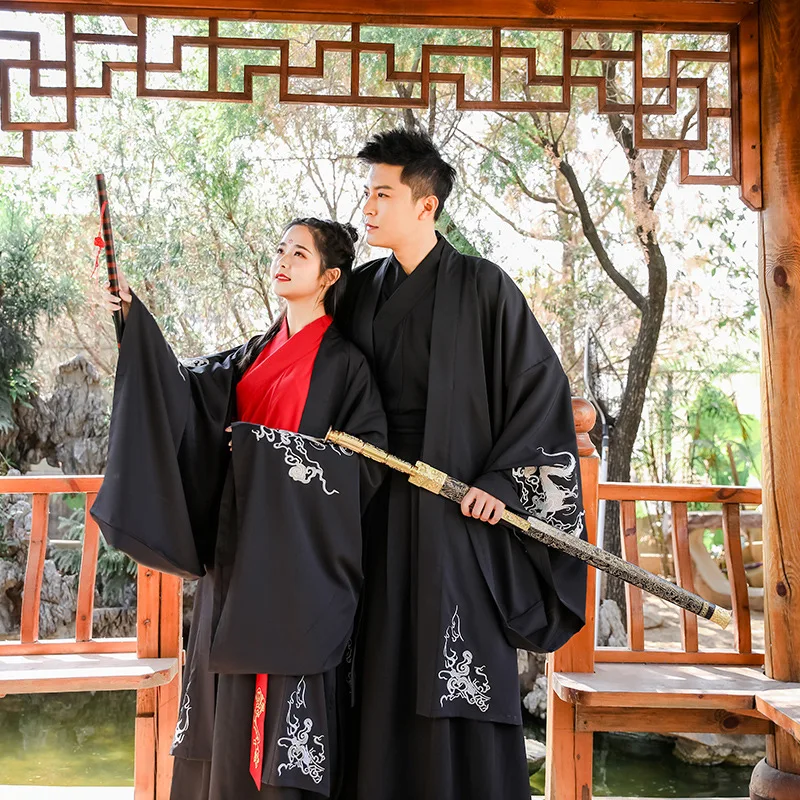 Samurai Man Kimono Han Dynasty Hanfu Dress Ancient Dance Costume Chinese Traditional Couple CP Clothes Chinese Hanfu Performance