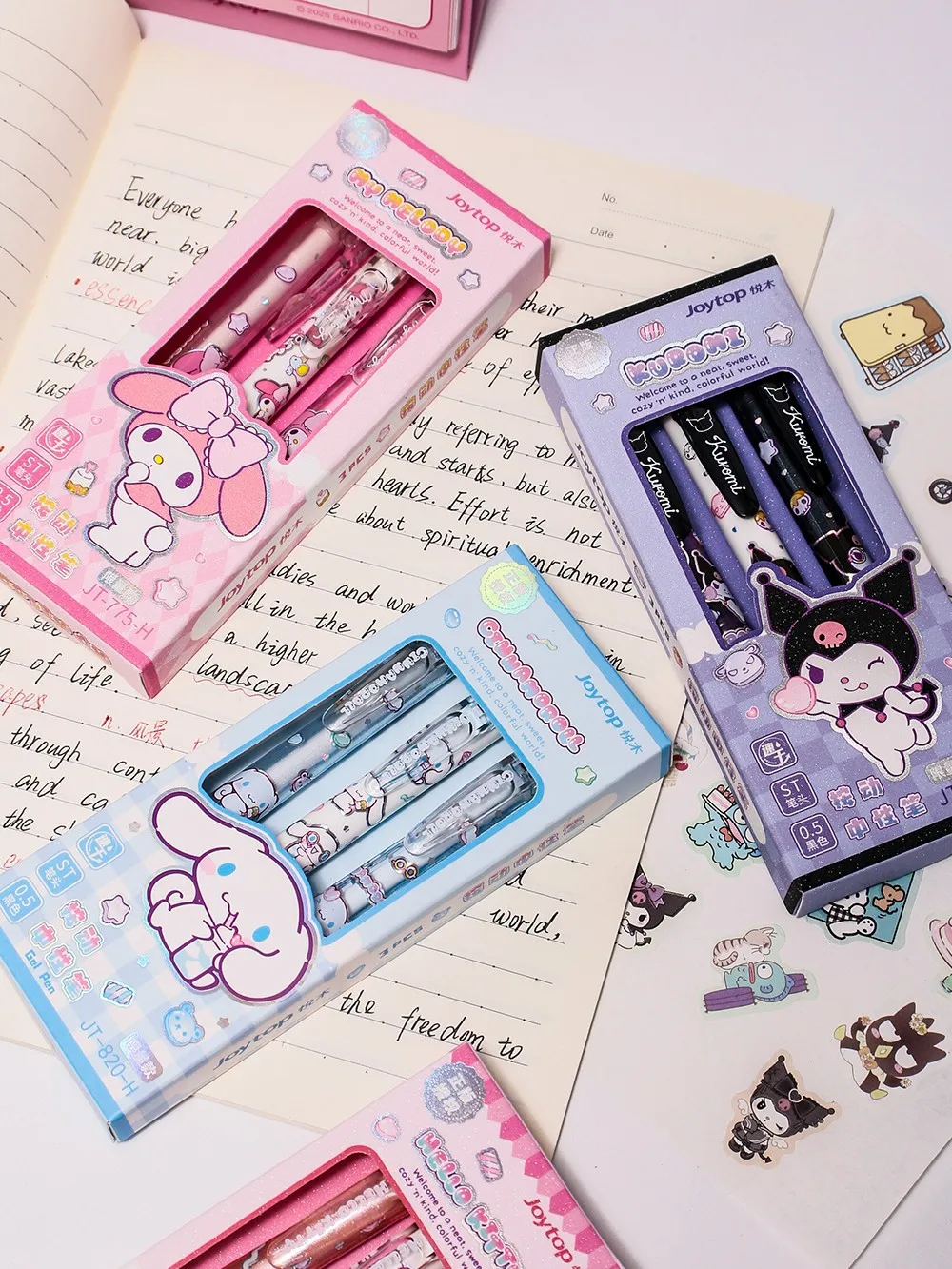 (3 Stück/Set) Kawaii Sanrio Gelstifte Niedliche Hello Kitty Cinnamoroll Kuromi Schwarze Stifte Schulbedarf Schreibwaren Geschenke – Detail 2