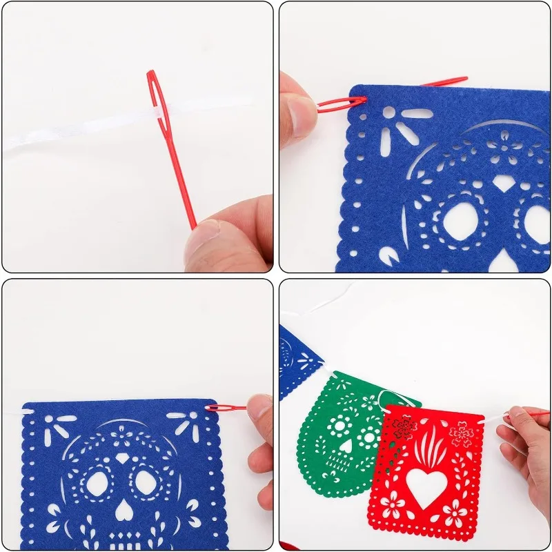 Bunte mexikanische Party Banner Dekorationen Papel Picado Filz Fiesta Kaktus Geburtstag Party Flaggen Dia De Los Muertos Girlande Dekor – Detail 7