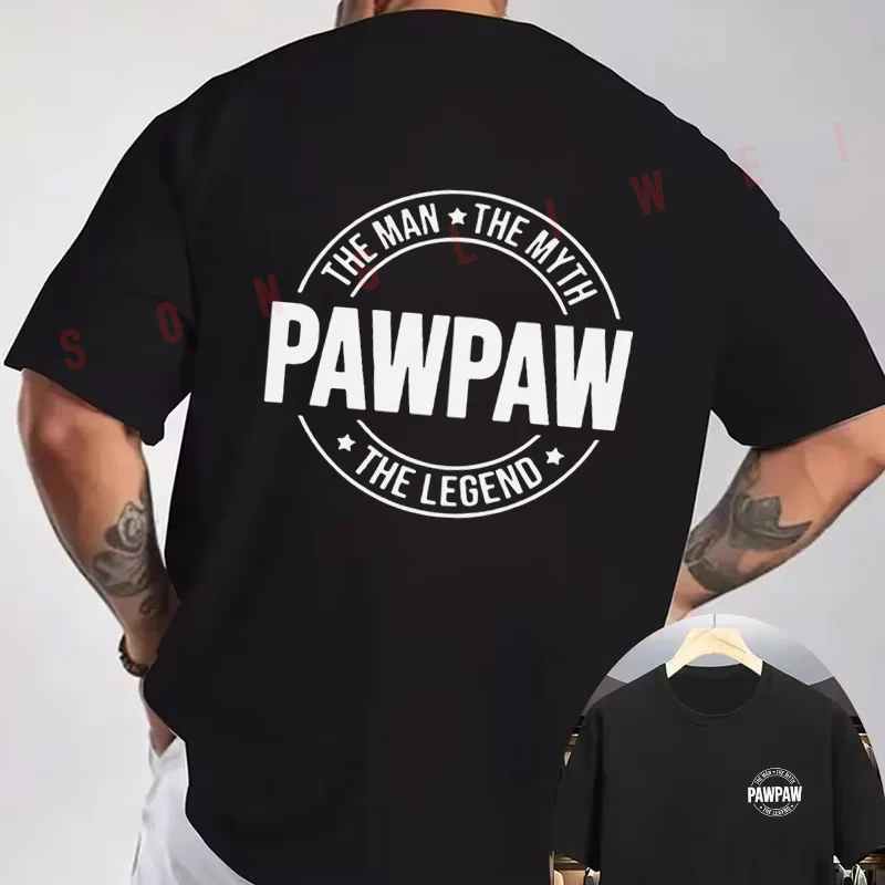 PAWPAW Creative Graphic Motorcycle T-Shirt Double-Sided Print Men's Summer Short Sleeve Round Neck Casual Tops