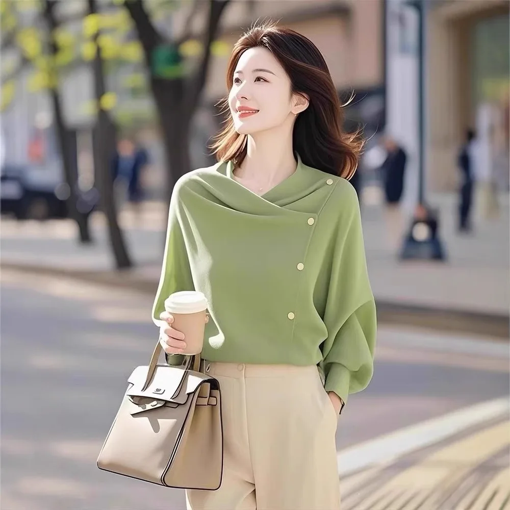 سترات نسائية برقبة دائرية وأكمام طويلة بلوفرات مقسمة سترة غير رسمية أنيقة للسيدات سترة متينة دافئة لخريف وشتاء 2025 #2