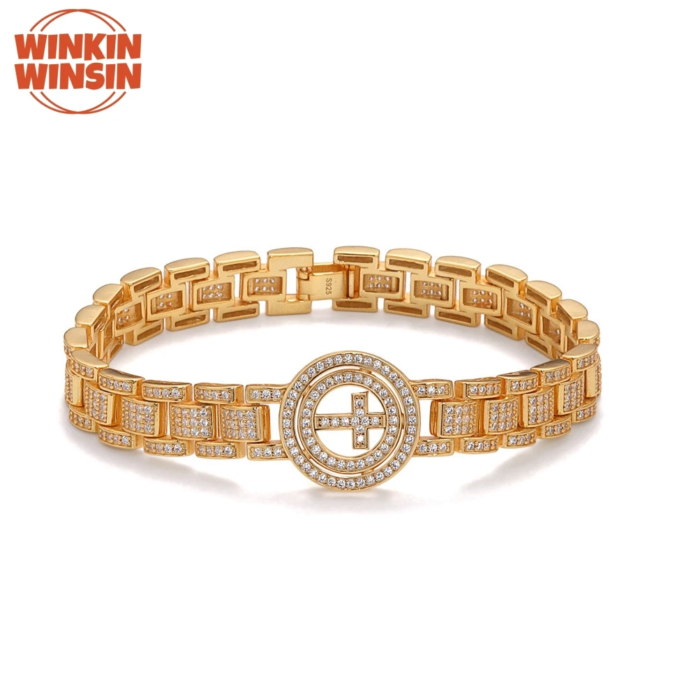 

Winkin Winsin брендовый высококачественный браслет из стерлингового серебра S925, сертификат GRA, браслет-цепочка, муассанит, браслет с крестом, ювелирные изделия