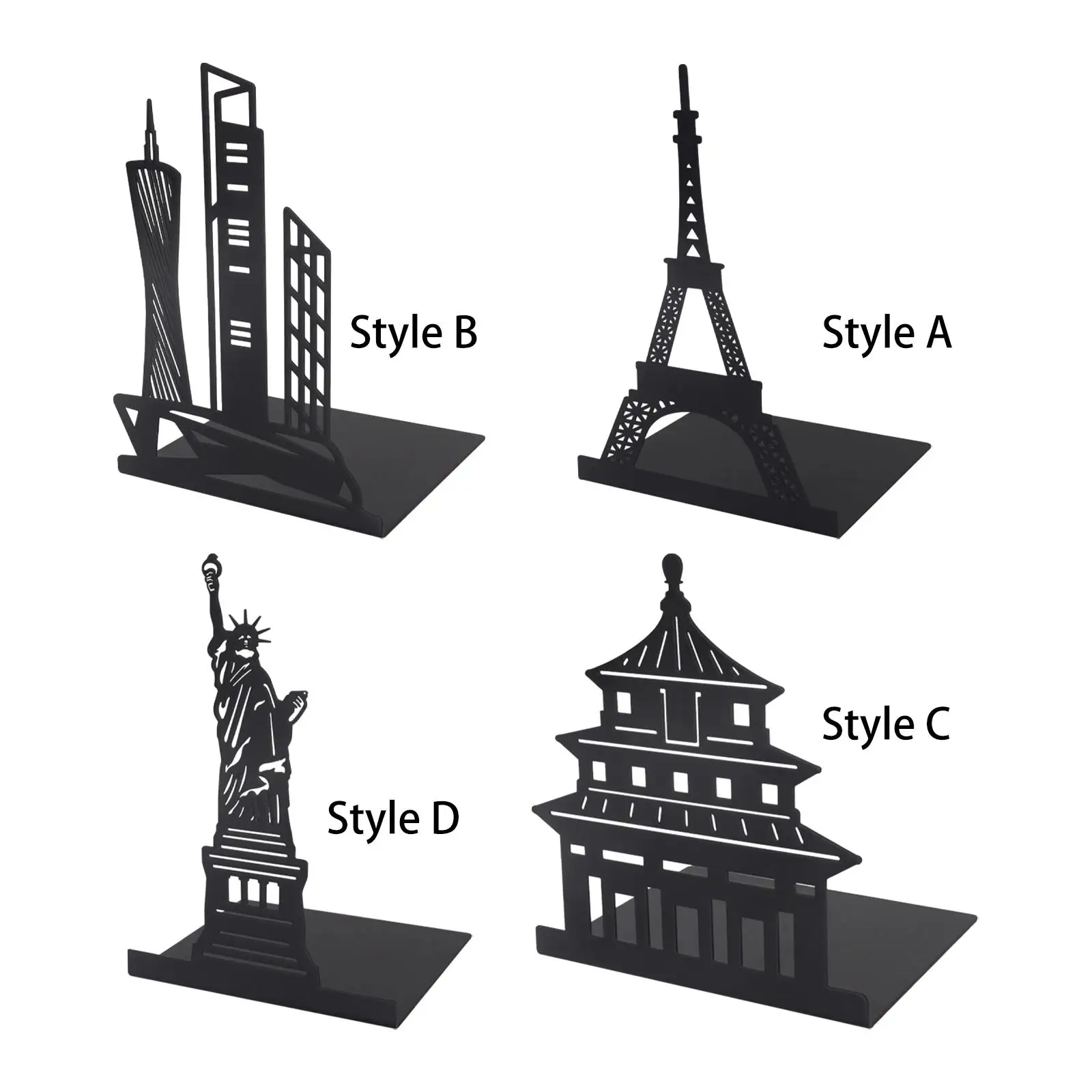 Bookends Famous Architecture Iron Art Book Ends Hollowed Out