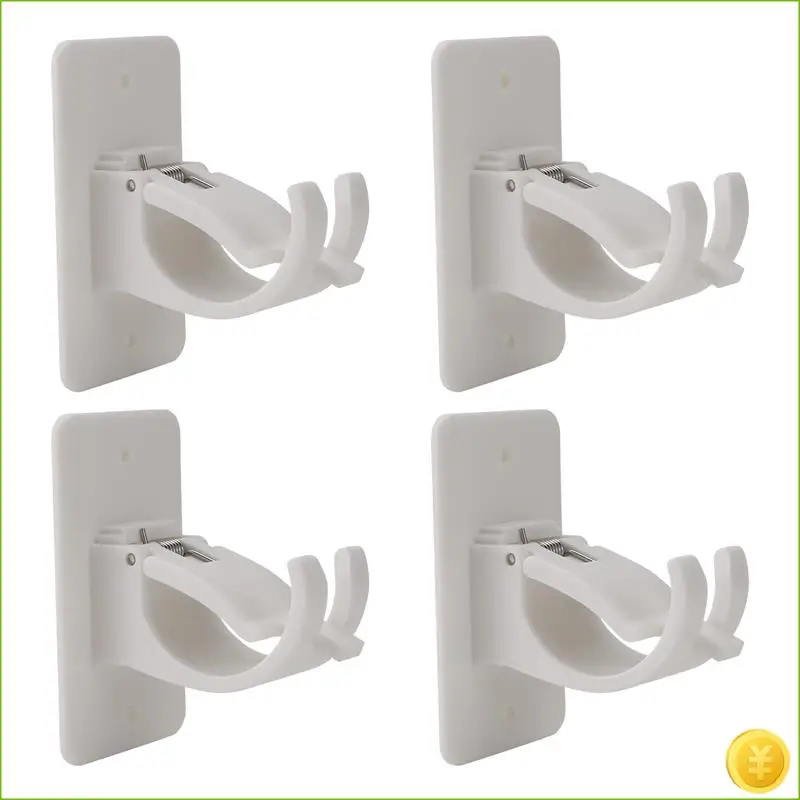 Curtain Rod Bracket Holder 4 PCS, Self Adhesive Crossbar Hook, No Drill Rods Hanger Wall Mount Hooks Drapery Pole