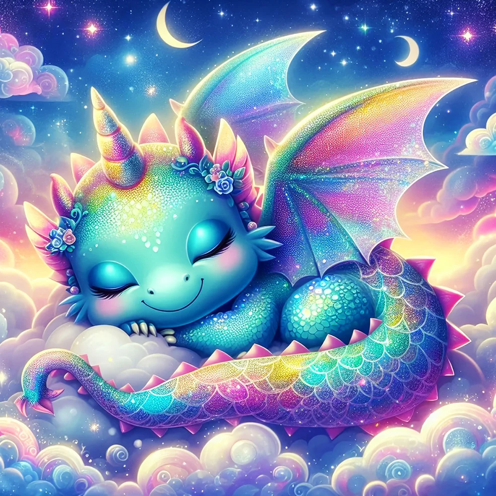 

EverShine DIY 5D Diamond Painting Dragon Full Drill Mosaic Cartoon Animal Embroidery Cloud Creative Leisure Home Leisure Gift