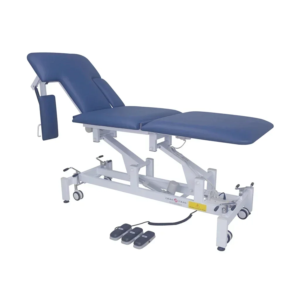 Full Three Motors Electric Hi-Lo Physiotherapy Bed Medical Plinth Stretcher Adjustable Height Treatment Physical Therapy Table