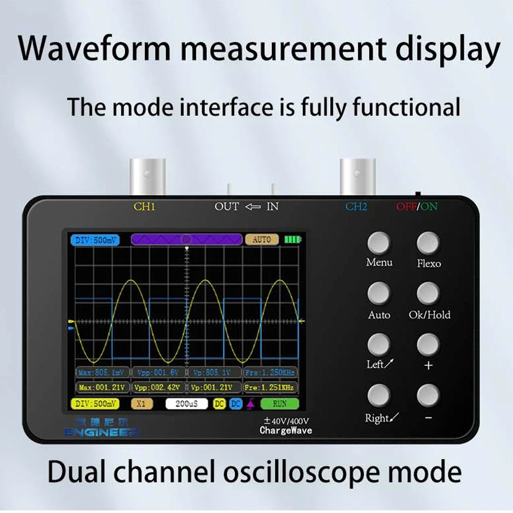 Oscilloscope 50M Sampling Rate Dual-channel 10M Analogue Bandwidth Current Oscilloscope 6A Current Waveform Measurement