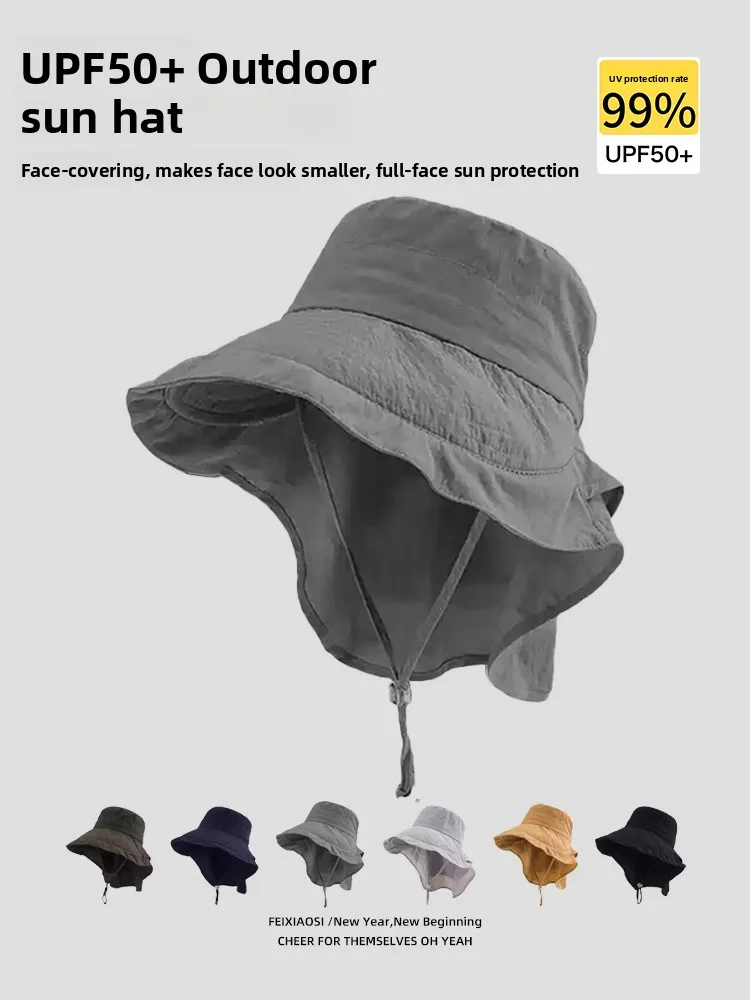 

2025 Summer Anti-Uv Fiing Cap Large Brim Women's Ne Protection Sunscreen Outdoor Travel Mountain Climbing Hat Casual Sle