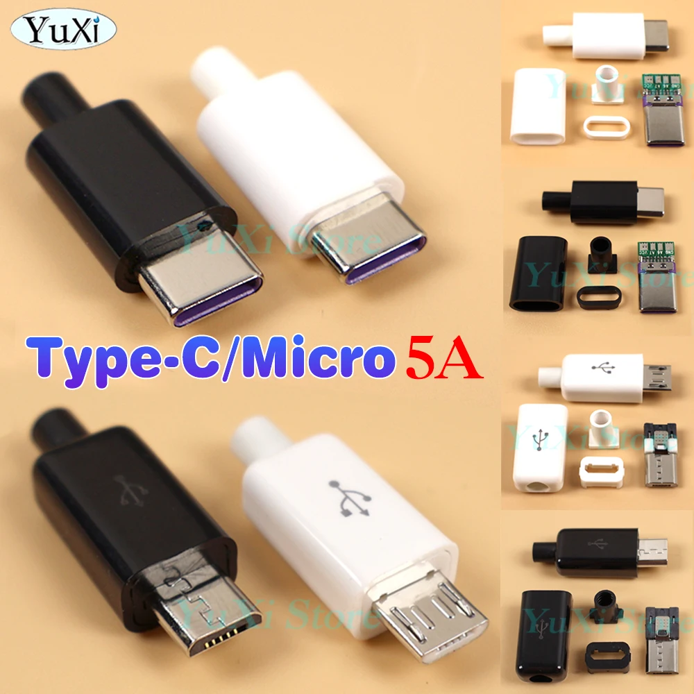 Type-C Mirco USB 3.1 Connector Male Jack Tail Plug Adapter Shell For Phone Fast Charging Connect Welding With PCB Board DIY Kit