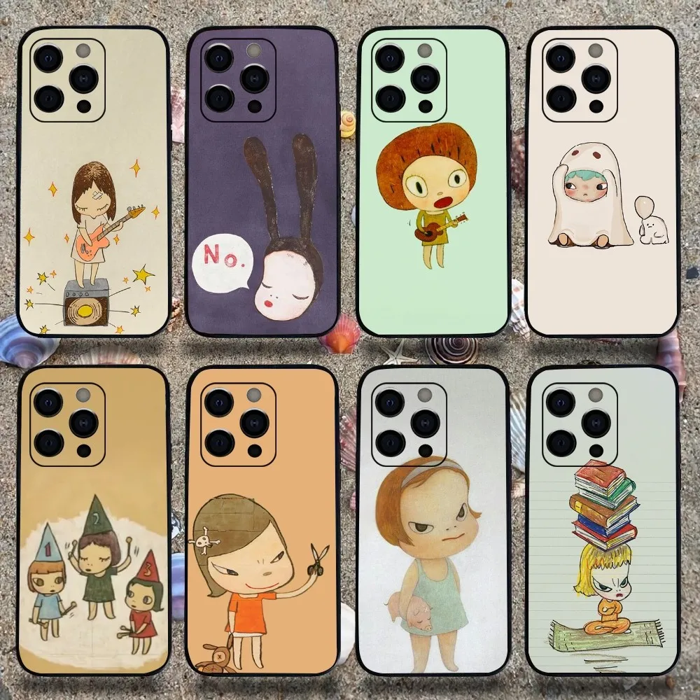 

Art Y-Yoshitomo Nara Phone Case For iPhone 16,15,14,13,12,11,Pro,X,XS,Max,XR,Plus,Mini Soft Black Cover