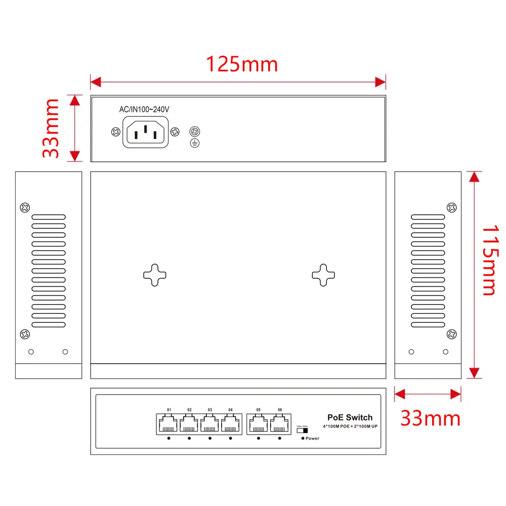 Conmutador Ethernet inteligente 2026 AI, 6 puertos, interruptor POE de 10/100Mbps con 2 puertos Uplink RJ45, interruptor inteligente AI para cámara IP/AP inalámbrico