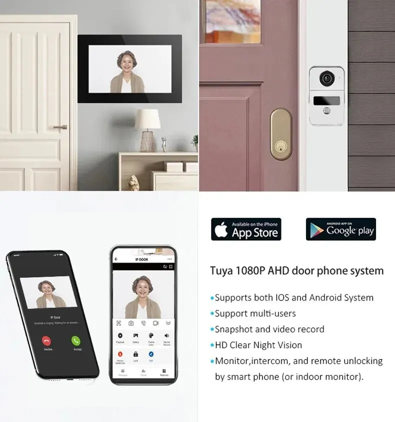 TUYA 10 Inch WiFi Video Intercom TUYA Smart Home APP Wireless Video Door Phone RFID Access Control System for Villa Apartment