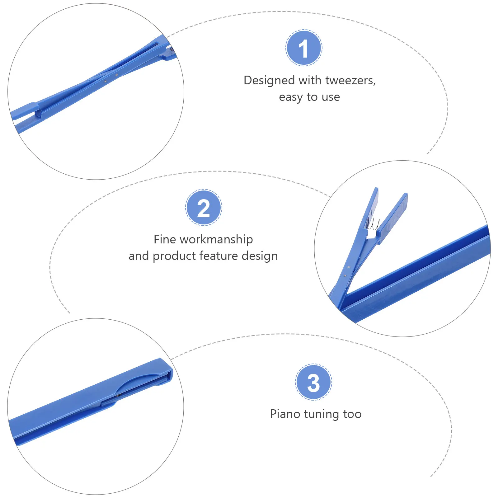 

1pc Nylon Treble Mute Clamp Mediant Tool For Piano Tuning Repair Blue Durable Tweezer Design Keyboard Instrument Accessory