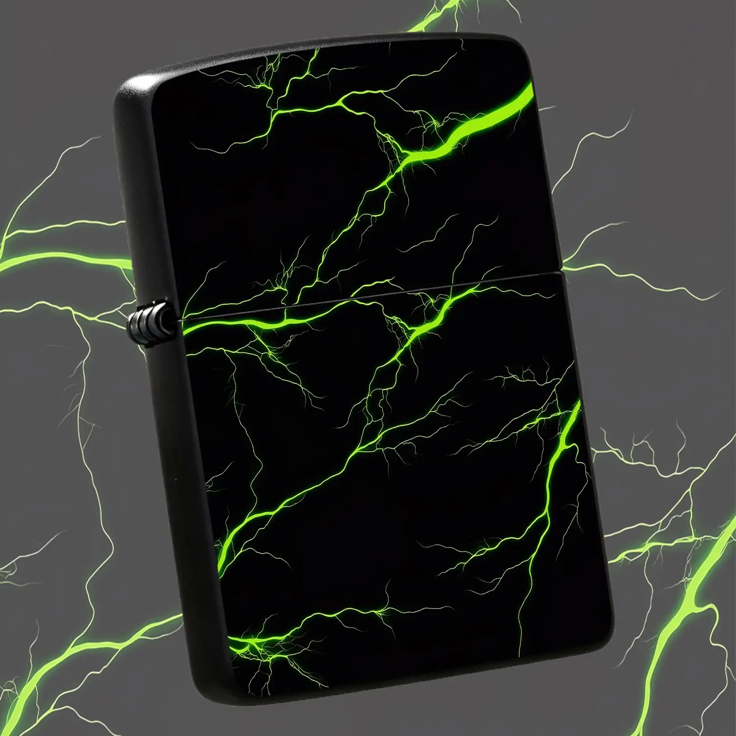 Trendy Fluorescent Green Lightning Pattern Lighter, Portable Stylish Daily Use Igniter, Ideal For Outdoor Camping, Parties, Gatherings And All Scenarios, Durable Exquisite Creative Personalized Practical Carry-On Item F A Humorous And Inter