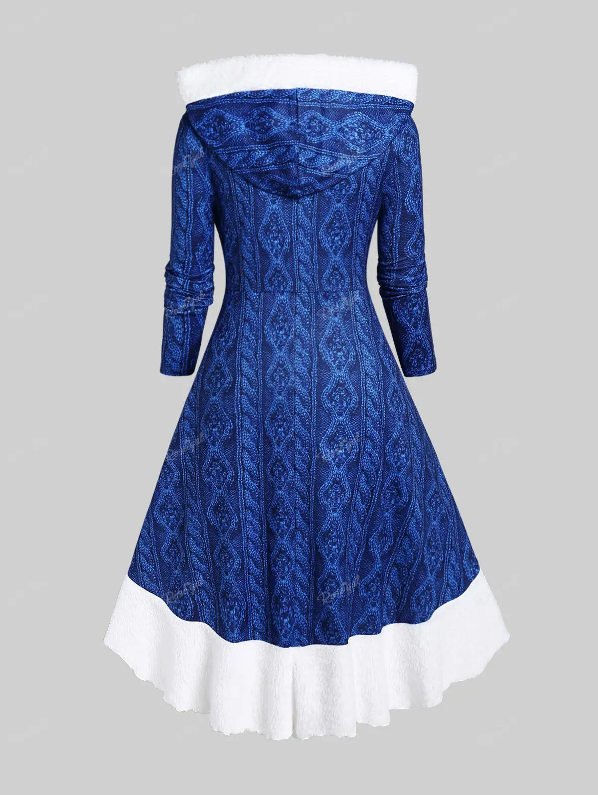 chinese dress ladies Wool Midi Dress with Faux Fur L/XL
