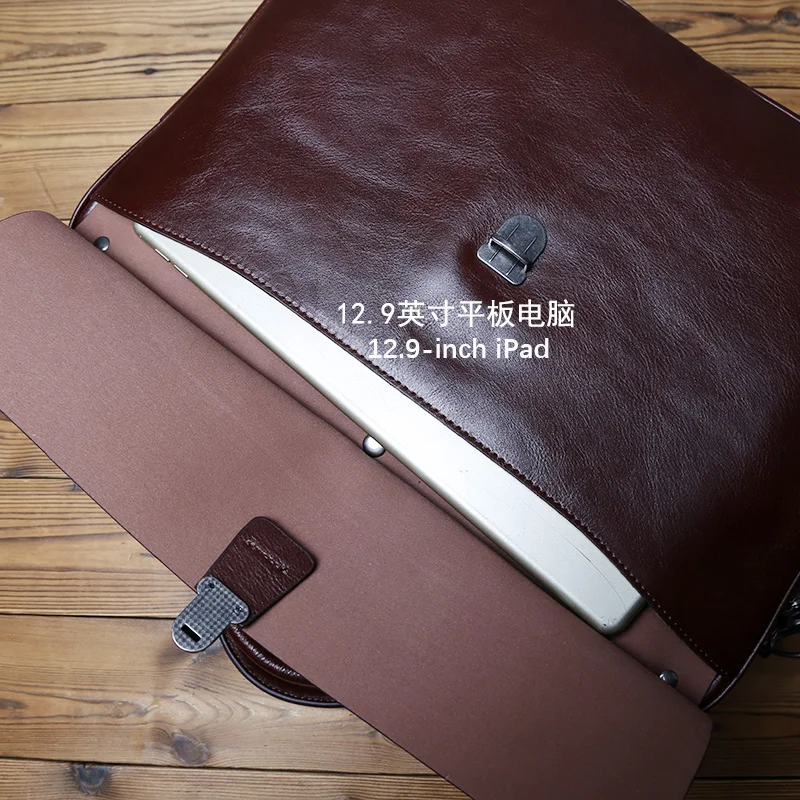 NZPJ Echtes Leder Herren Aktentasche Vintage Natürliche Rindsleder Handtasche Große Kapazität Umhängetasche Lässige Mode Computer Tasche – Detail 14