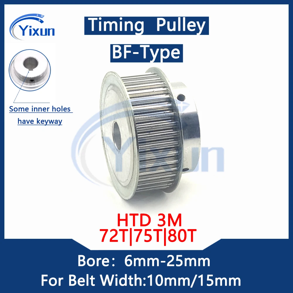 HTD 3M 72T 75T 80 Teeth Timing Pulley Bore 6mm-25mm For Belt Width 10/15mm Synchronous Gear HTD3M With Keyway Belt Wheel 3M 80T