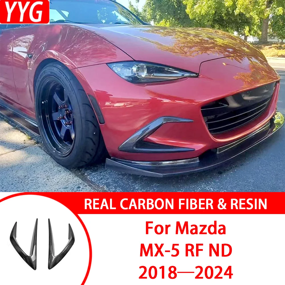 

Настоящий сухой передний бампер из углеродного волокна, противотуманная фара, разделитель губ, накладка, аксессуары для модернизации автомобиля для Mazda MX-5 RF ND 2018-2024