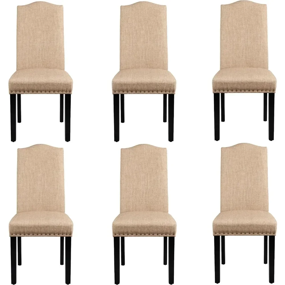 

Dining Chairs Set of 6 Upholstered Chairs, Fabric Dining Room Kitchen Side Chair with Rubber Wood Legs