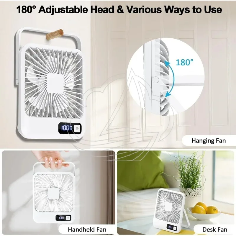 Rechargeable Battery Table Fan 180° Tilt Foldingltra Quiet with Power Indicator for Home Office Outdoor