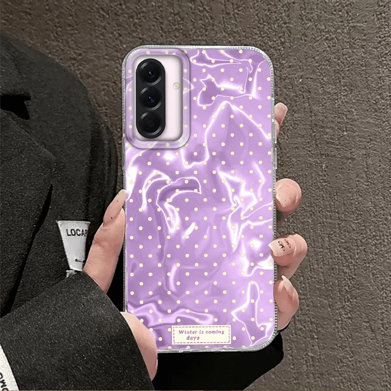 Маленький чехол в горошек для женщин и девочек для Samsung Galaxy A56 A16 A26 A36 A06 A55 A35 A25 A15 A12 A32 A54 S24 S25 S22 S23 FE Cover