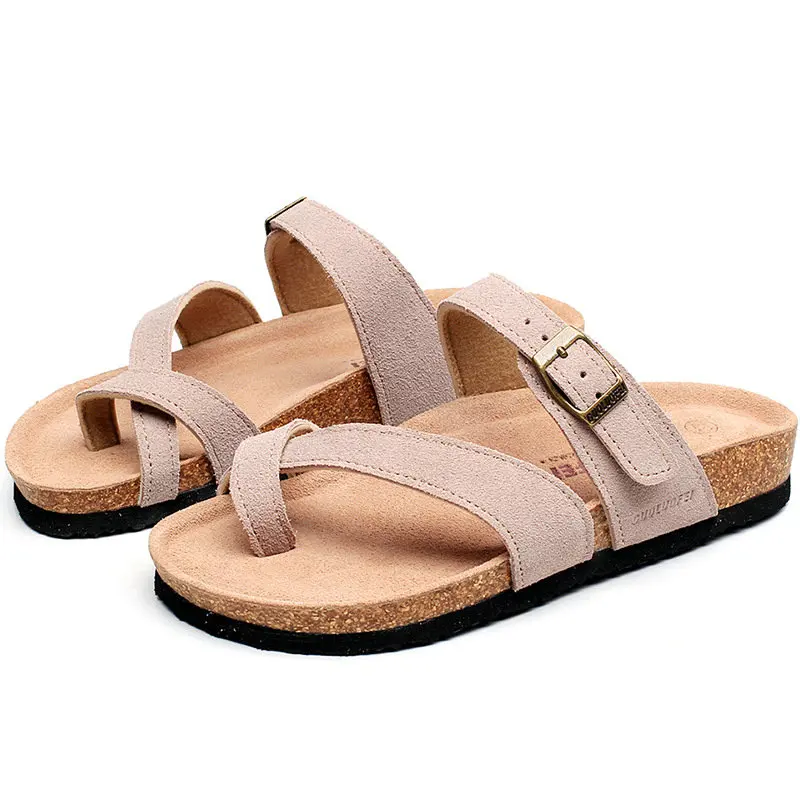 

4 Style Women's Shoes Cow Velvet Cork Slippers Leisure Lovers Beach Sandals Men's Women's Flip Flops Slippers Big Size 35-46