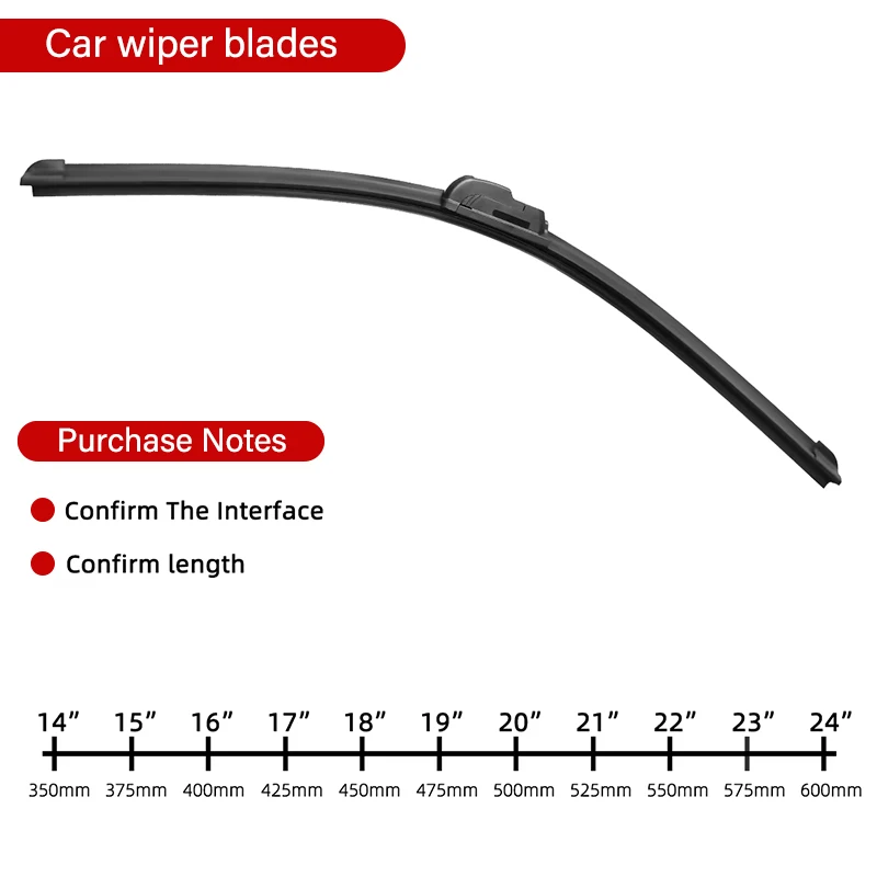 1Pc Universal J-Hook U-type Wiper Blade Boneless Wiper Quiet Durable Car Windshield Wiper Blade 14 