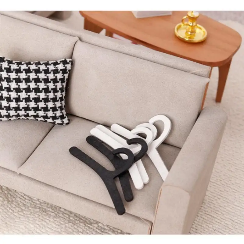 10Pcs Dollhouse 1/12 Furniture Toy Wooden White/Black Doll Clothes Rack Cosplay Mini Cloth Organizer Gift Miniature Model