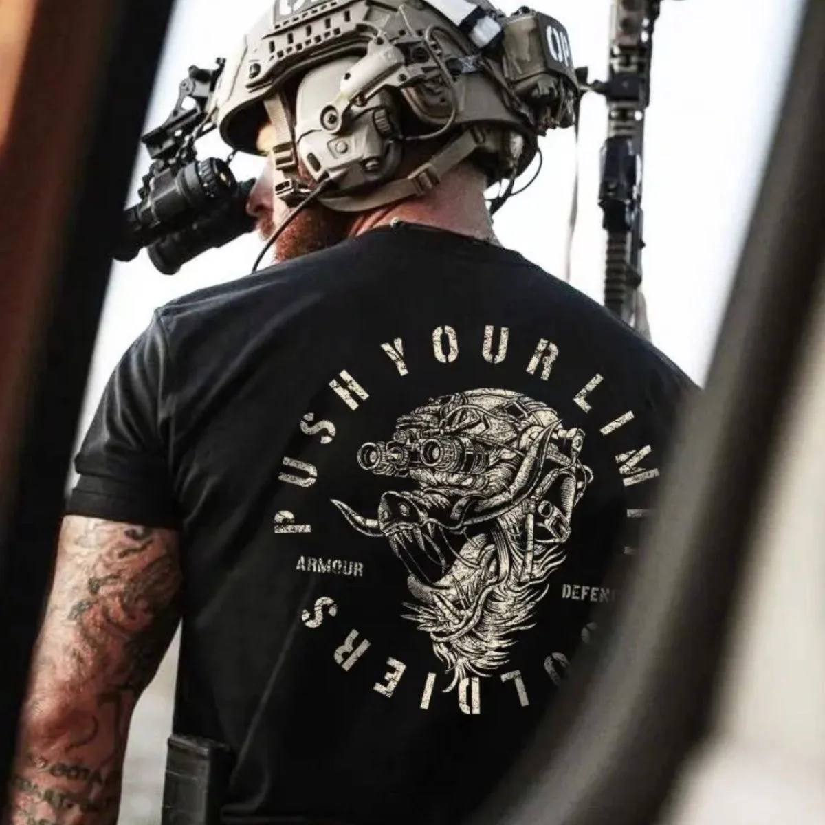 Sommerliches taktisches Army-Fan-T-Shirt mit Rundhalsausschnitt und halben Ärmeln, American Tough Guy Kurzarm-T-Shirt mit Ins Warrior-Buchstabendruck