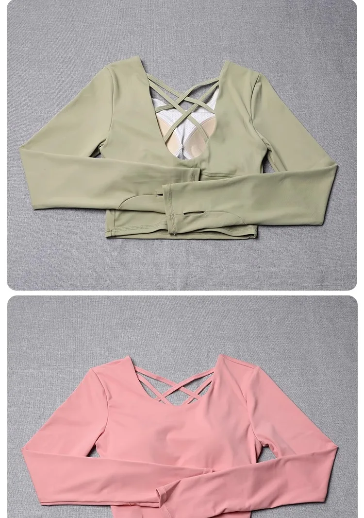 Neue Yoga-Kleidung für Damen, Sport, Laufen, Pilates, atmungsaktiv, Training, Langarm, Top, Fitness-Kleidung – Detail 5