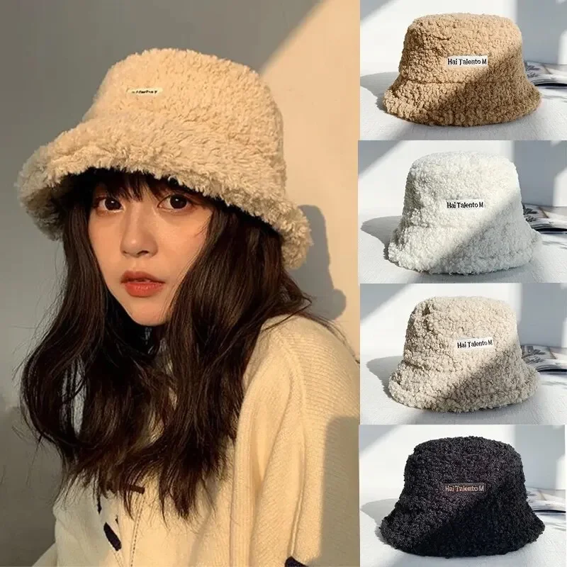 Women's New Versatile Net Red Lamb Hair Fisherman Hat Autumn/Winter Korean Fashion Hat