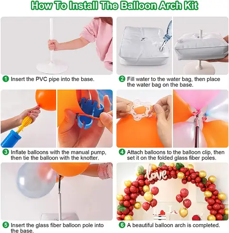 Ballongbåge-kit Justerbart stativ Vattenfyllbar bas Ballongpump För Bröllop Babyshower Födelsedag Julfest Dekorationer 10 best sales ballongbåge - №7