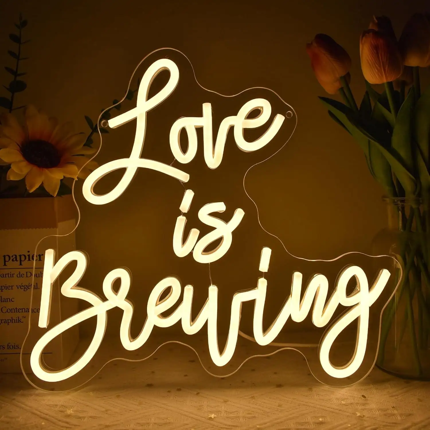 Love Is Brewing Neon Sign LED Neon Light For Wedding Celebration Coffee Bar Restaurant Bedroom Home Party Wall Art Decor Gift