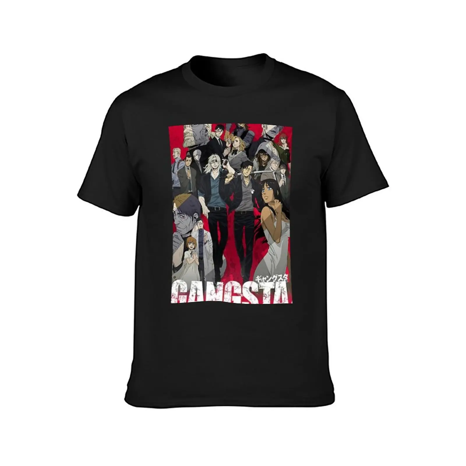 gangsta anime T-Shirt customizeds graphics Men's cotton t-shirt