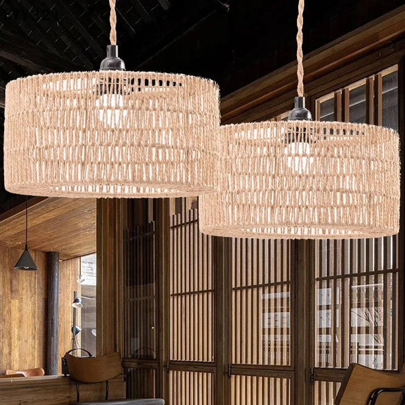 

Плетеный абажур из бумажной веревки для люстры, защитный кожух для лампы, подвесной абажур для ресторана, чайной, гостиной [YY32]