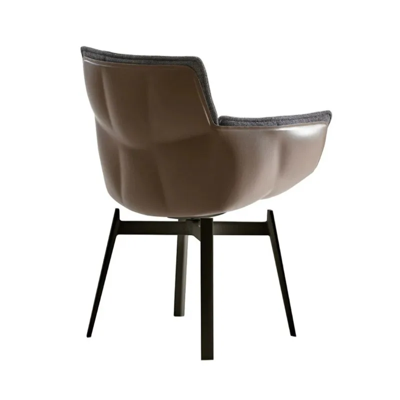 

Leather single sofa simple modern villa rice husk chair