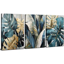 Tropical Plant diamond embroidery 3 pcs Blue Green Leaf 5D DIY diamond painting mosaic home Decoration Bathroom Abstract Plants