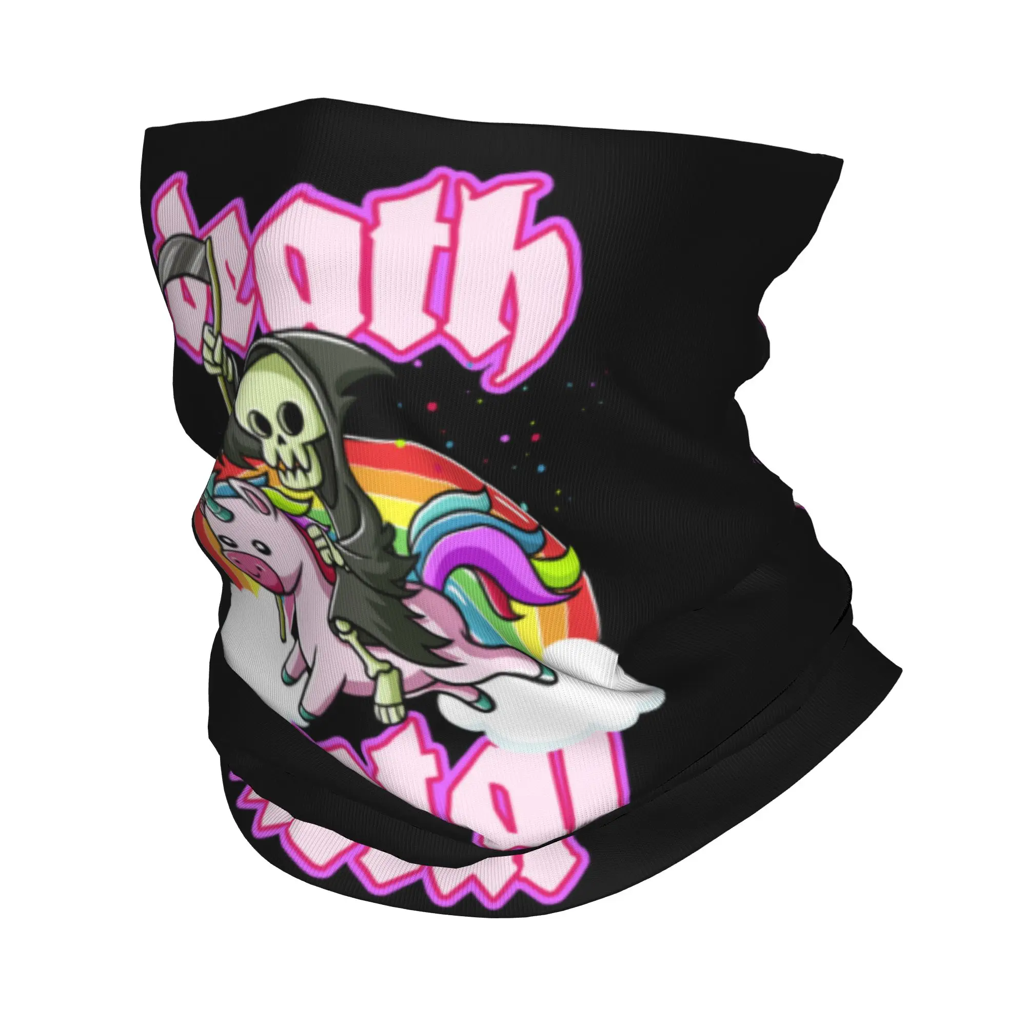 Cute Reaper Rides Unicorn Deaths Metals Rocker Bandana Neck Warmer Windproof Wrap Face Scarf for Ski Rock Music Gaiter Headband