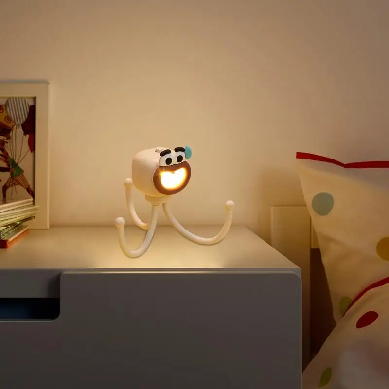 LED Octopus Night Light Small Desktop Nightlight Multifunctional Portable Bedside Lamp Funny Creative Night Light Phone Holder