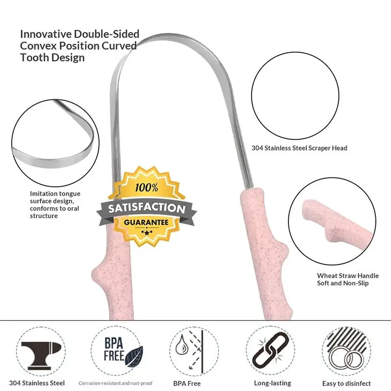 Professional Stainless Steel Tongue Scraper Tongue Cleaning Brush with Case Oral Hygiene Fresh Breath Tool