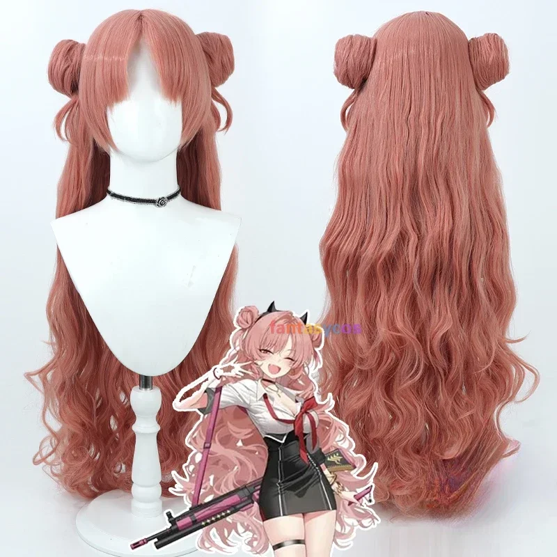 Kirara Cosplay Wig Blue Archive Coral Buns 90cm Curly Heat Resistant Synthetic Hair Halloween Party Role Play Party Wig Cap